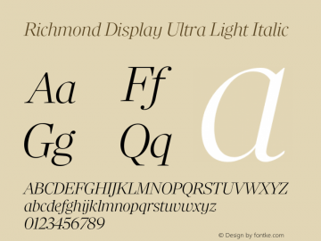 Richmond Display Ultra Light Italic Version 1.005图片样张