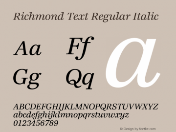 Richmond Text Regular Italic Version 1.005图片样张