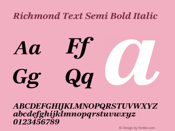 Richmond Text Semi Bold Italic Version 1.005图片样张