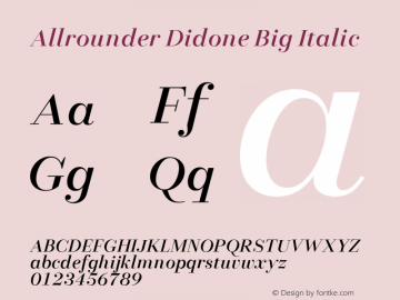 Allrounder Didone Big Italic Version 1.000;Glyphs 3.2 (3249)图片样张