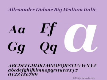 Allrounder Didone Big Medium Italic Version 1.000;Glyphs 3.2 (3249)图片样张