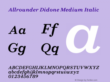 Allrounder Didone Medium Italic Version 1.000;Glyphs 3.2 (3249)图片样张
