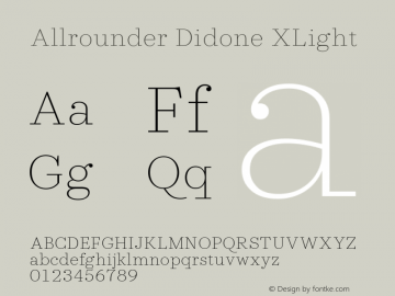 Allrounder Didone XLight Version 1.000;Glyphs 3.2 (3249)图片样张