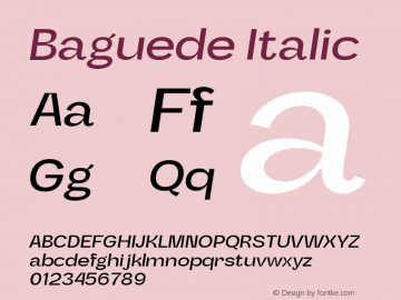 Baguede Italic Version 1.000;Glyphs 3.1.1 (3144)图片样张