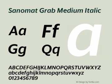 Sanomat Grab Medium Italic Version 1.001;PS 001.001;hotconv 1.0.72;makeotf.lib2.5.5900图片样张