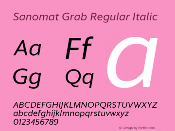 Sanomat Grab Regular Italic Version 1.001;PS 001.001;hotconv 1.0.72;makeotf.lib2.5.5900图片样张
