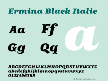 Ermina-BlackItalic Version 001.001图片样张