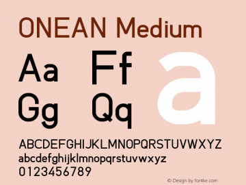 ONEAN Medium Version 1.000;hotconv 1.0.109;makeotfexe 2.5.65596图片样张