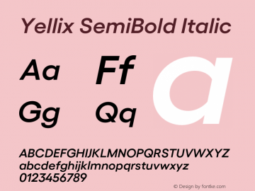 Yellix SemiBold Italic Version 3.000;Glyphs 3.1.1 (3137)图片样张