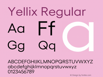 Yellix Regular Version 3.000;Glyphs 3.1.1 (3137)图片样张