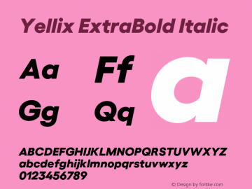 Yellix ExtraBold Italic Version 3.000;Glyphs 3.1.1 (3137)图片样张