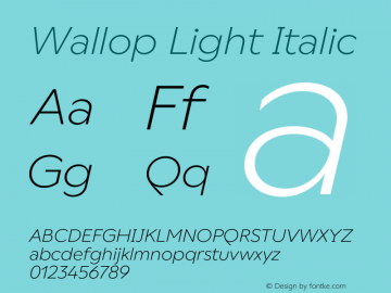 Wallop Light Italic Version 3.003;Glyphs 3.1.1 (3138)图片样张