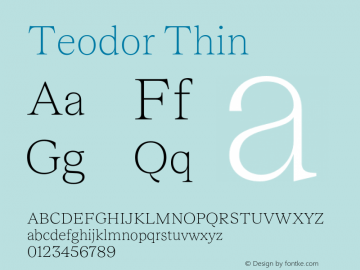 Teodor Thin Version 3.000;Glyphs 3.1.1 (3137)图片样张