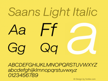 Saans Light Italic Version 3.002;Glyphs 3.2 (3201)图片样张