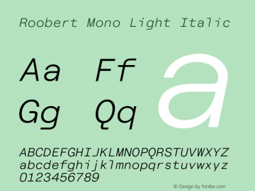 Roobert Mono Light Italic Version 4.000;Glyphs 3.2 (3243)图片样张