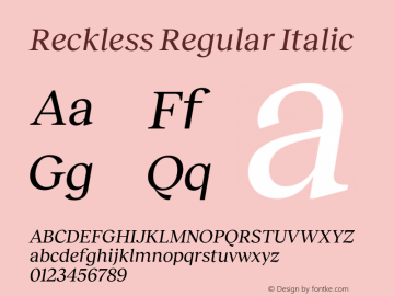 Reckless Regular Italic Version 3.000;Glyphs 3.1.1 (3137)图片样张