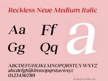 Reckless Neue Medium Italic Version 3.000;Glyphs 3.1.1 (3137)图片样张
