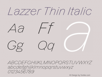 Lazzer Thin Italic Version 3.001;Glyphs 3.1.1 (3137)图片样张