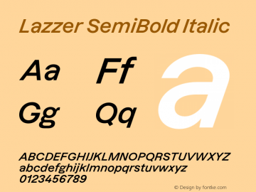 Lazzer SemiBold Italic Version 3.001;Glyphs 3.1.1 (3137)图片样张
