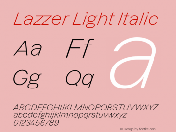 Lazzer Light Italic Version 3.001;Glyphs 3.1.1 (3137)图片样张