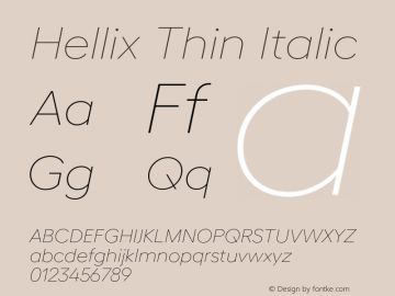 Hellix Thin Italic Version 3.000;Glyphs 3.1.1 (3137)图片样张