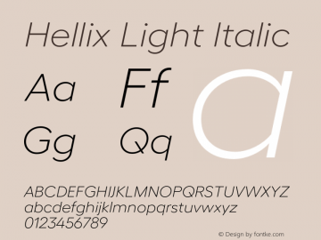 Hellix Light Italic Version 3.000;Glyphs 3.1.1 (3137)图片样张