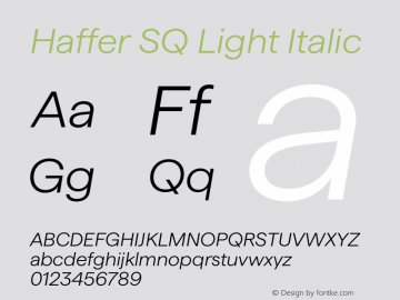 Haffer SQ Light Italic Version 1.004;Glyphs 3.1.1 (3137)图片样张