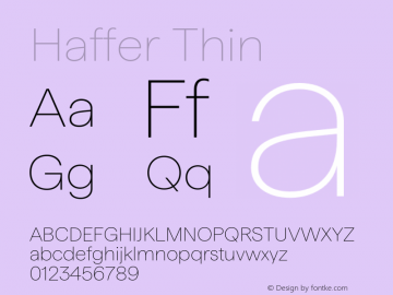Haffer Thin Version 1.004;Glyphs 3.1.1 (3137)图片样张