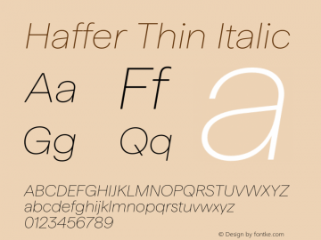 Haffer Thin Italic Version 1.004;Glyphs 3.1.1 (3137)图片样张