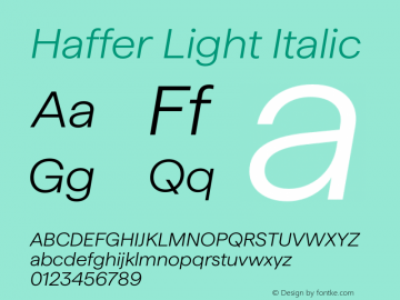 Haffer Light Italic Version 1.004;Glyphs 3.1.1 (3137)图片样张