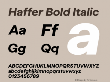 Haffer Bold Italic Version 1.004;Glyphs 3.1.1 (3137)图片样张
