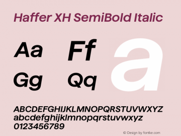 Haffer XH SemiBold Italic Version 1.004;Glyphs 3.1.1 (3138)图片样张