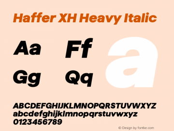 Haffer XH Heavy Italic Version 1.004;Glyphs 3.1.1 (3138)图片样张