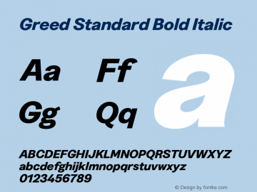 Greed Standard Bold Italic Version 5.000;Glyphs 3.2 (3194)图片样张