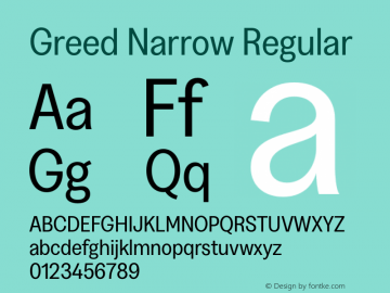 Greed Narrow Regular Version 5.000;Glyphs 3.2 (3194)图片样张