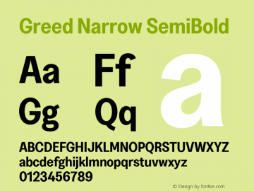 Greed Narrow SemiBold Version 5.000;Glyphs 3.2 (3194)图片样张
