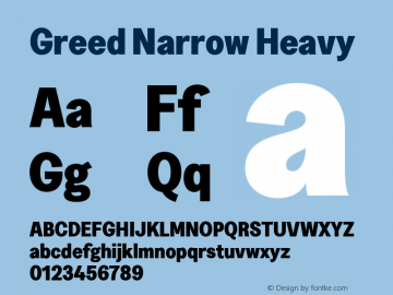 Greed Narrow Heavy Version 5.000;Glyphs 3.2 (3194)图片样张