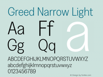 Greed Narrow Light Version 5.000;Glyphs 3.2 (3194)图片样张