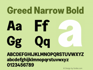 Greed Narrow Bold Version 5.000;Glyphs 3.2 (3194)图片样张