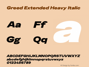 Greed Extended Heavy Italic Version 5.000;Glyphs 3.2 (3194)图片样张