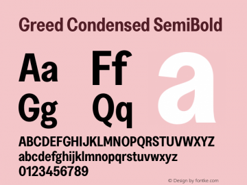 Greed Condensed SemiBold Version 5.000;Glyphs 3.2 (3194)图片样张