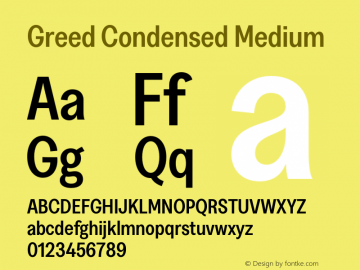 Greed Condensed Medium Version 5.000;Glyphs 3.2 (3194)图片样张
