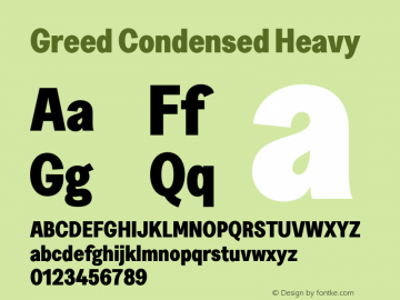 Greed Condensed Heavy Version 5.000;Glyphs 3.2 (3194)图片样张