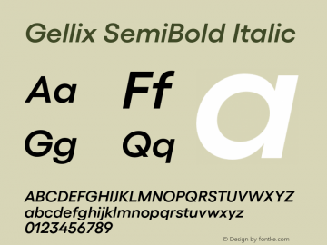 Gellix SemiBold Italic Version 3.004;Glyphs 3.2 (3213)图片样张