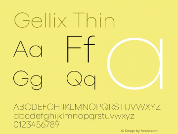 Gellix Thin Version 3.004;Glyphs 3.2 (3213)图片样张