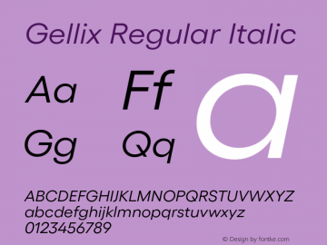 Gellix Regular Italic Version 3.004;Glyphs 3.2 (3213)图片样张