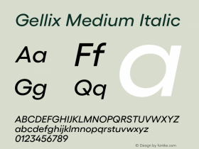 Gellix Medium Italic Version 3.004;Glyphs 3.2 (3213)图片样张