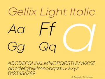 Gellix Light Italic Version 3.004;Glyphs 3.2 (3213)图片样张