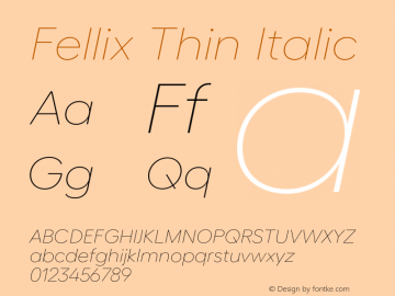 Fellix Thin Italic Version 3.000;Glyphs 3.1.1 (3137)图片样张