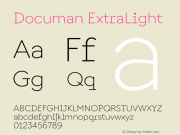 Documan ExtraLight Version 3.002;Glyphs 3.1.1 (3138)图片样张